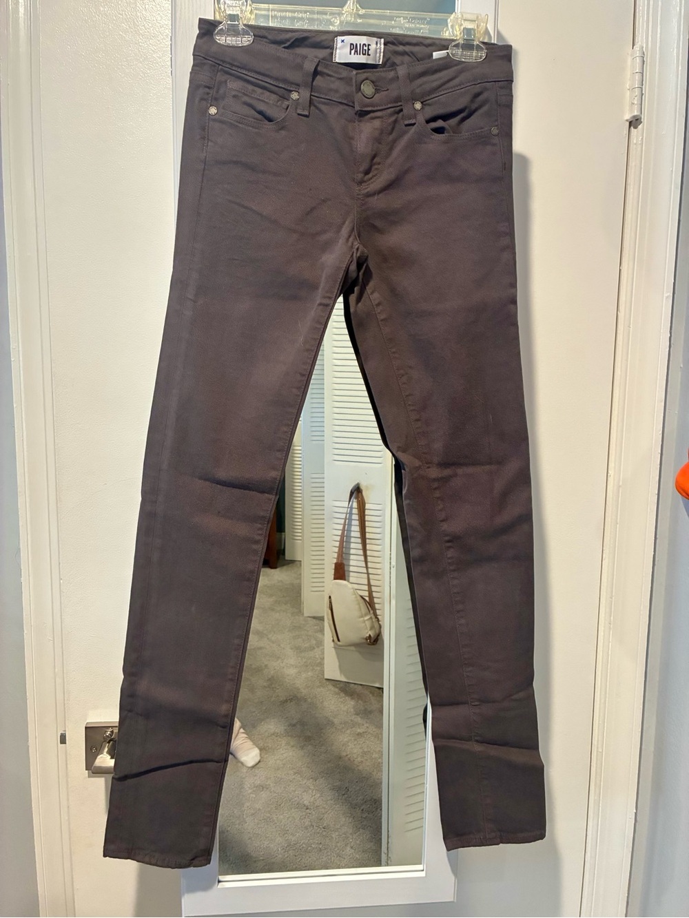 PAIGE Skinny Pants in Charcoal Brown